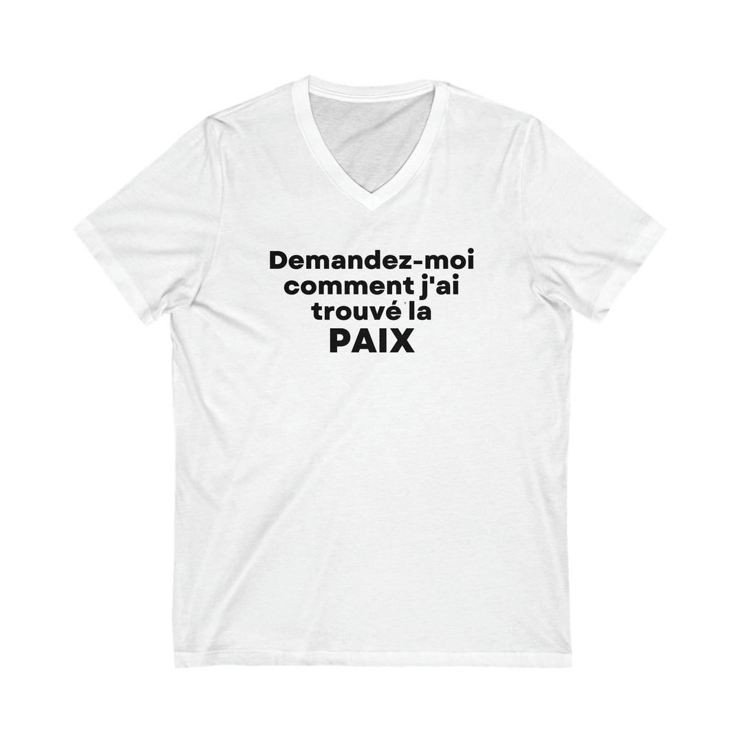 Paix/Peace, Unisex Jersey Short Sleeve V-Neck Tee (FR CDN)