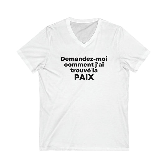 Paix/Peace, Unisex Jersey Short Sleeve V-Neck Tee (FR CDN)