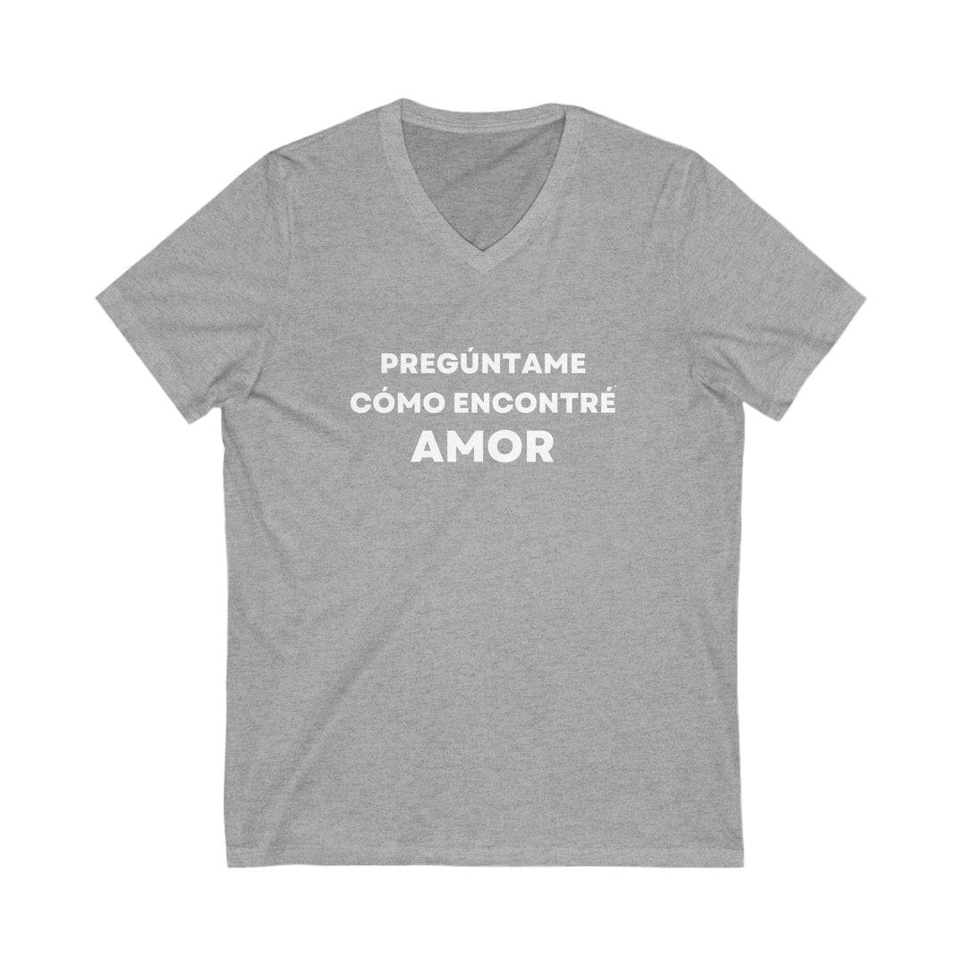 Amor/Love, Unisex Jersey Short Sleeve V-Neck Tee (ES CDN)