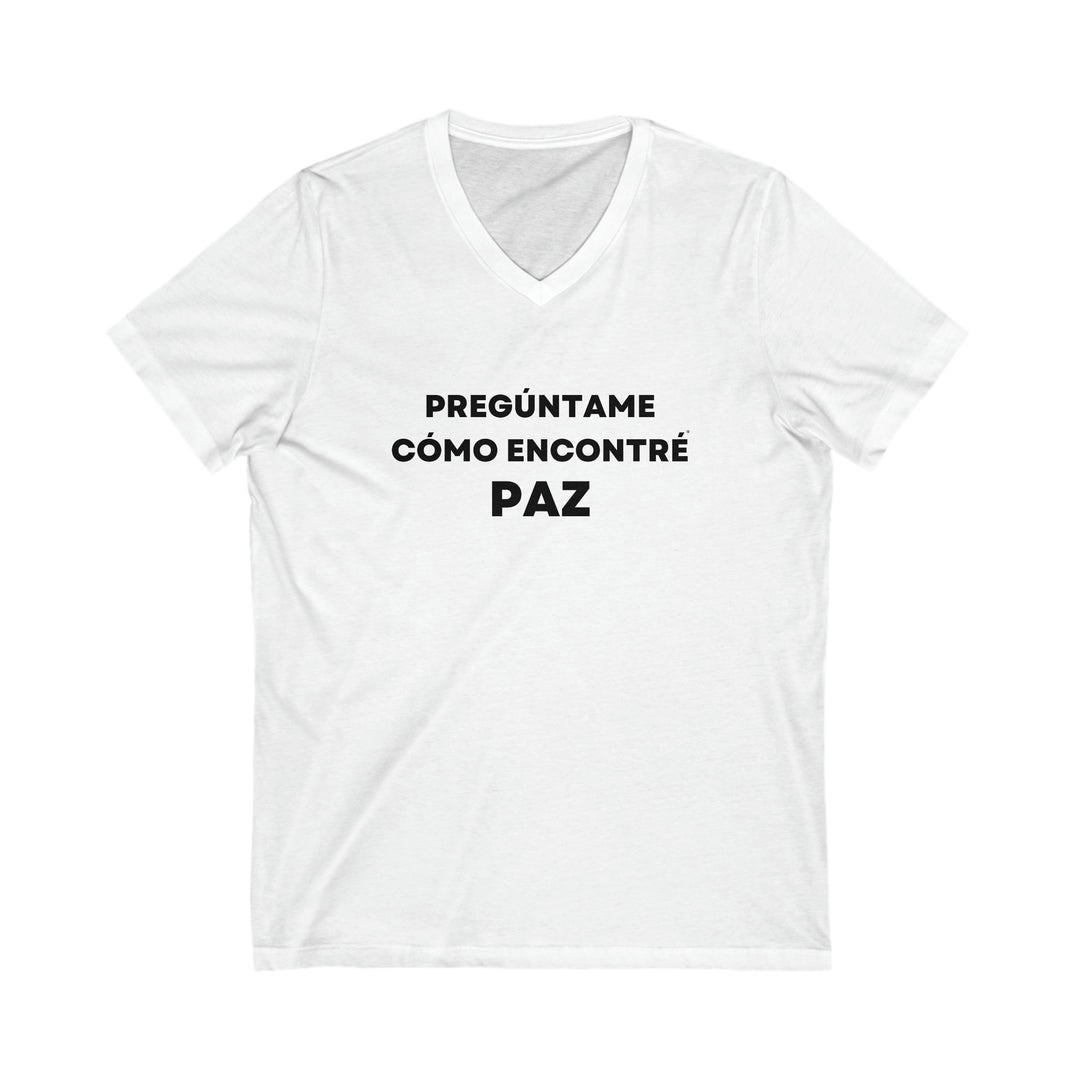 Paz/Peace, Unisex Jersey Short Sleeve V-Neck Tee (ES CDN)