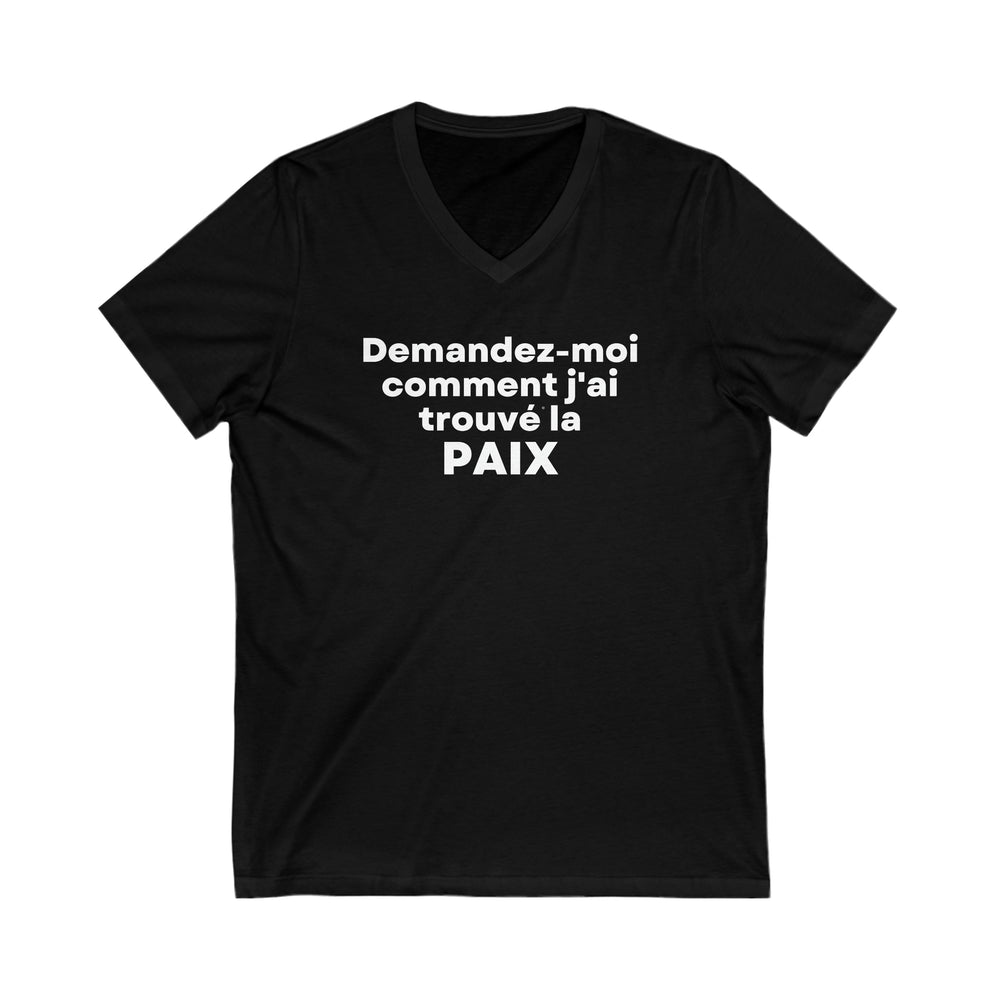 Paix/Peace, Unisex Jersey Short Sleeve V-Neck Tee (FR EU)