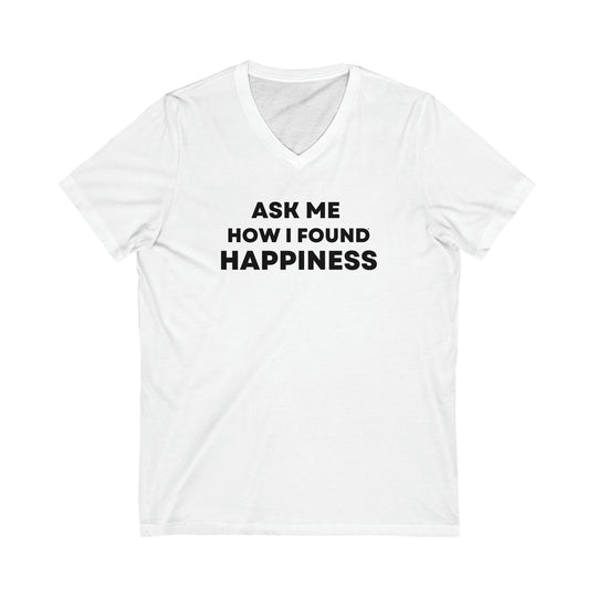 Happiness, Unisex Jersey Short Sleeve V-Neck Tee (ENG CDN)