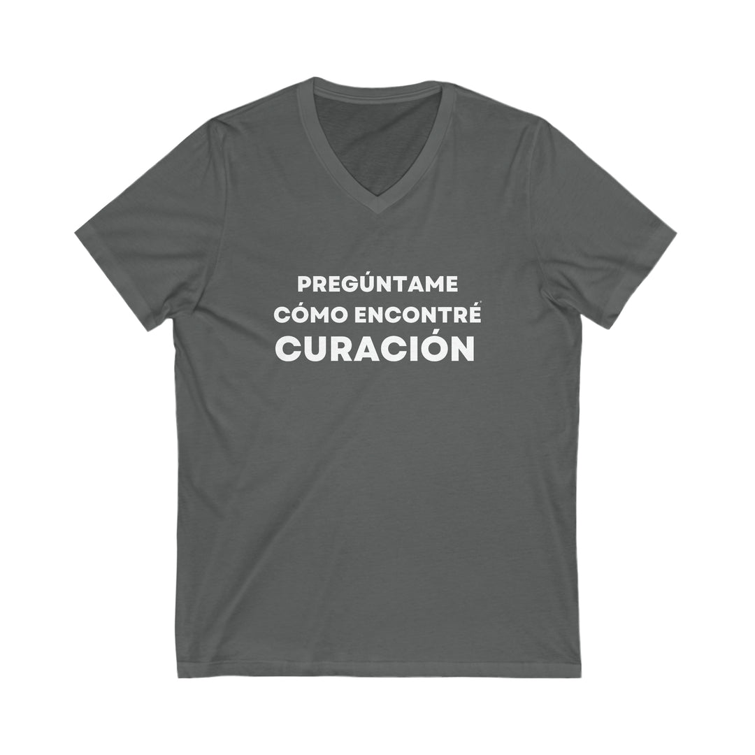 Curación/Healing, Unisex Jersey Short Sleeve V-Neck Tee (ES CDN)