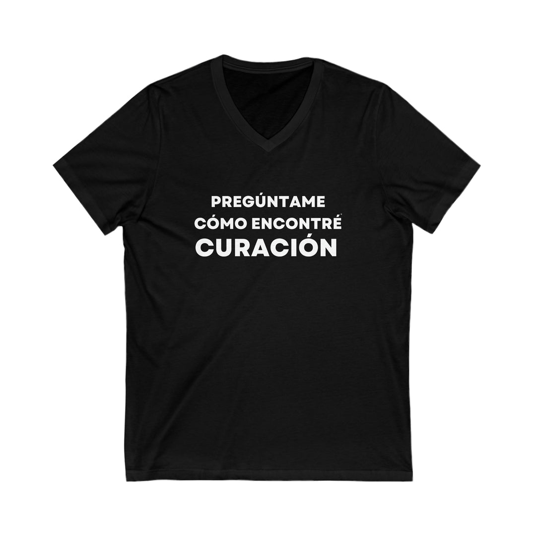 Curación/Healing, Unisex Jersey Short Sleeve V-Neck Tee (ES CDN)