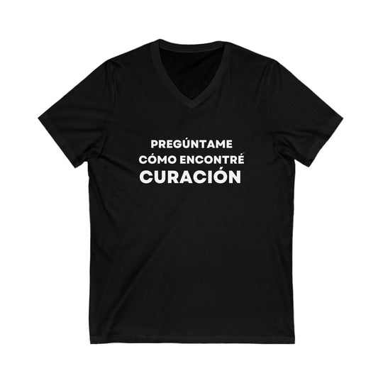 Curación/Healing, Unisex Jersey Short Sleeve V-Neck Tee (ES CDN)