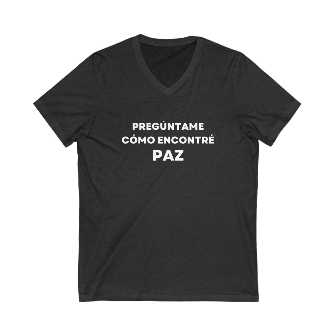 Paz/Peace, Unisex Jersey Short Sleeve V-Neck Tee (ES CDN)