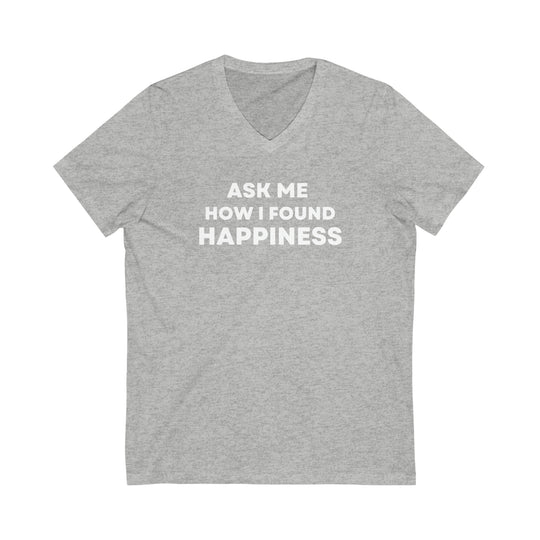 Happiness, Unisex Jersey Short Sleeve V-Neck Tee (ENG CDN)