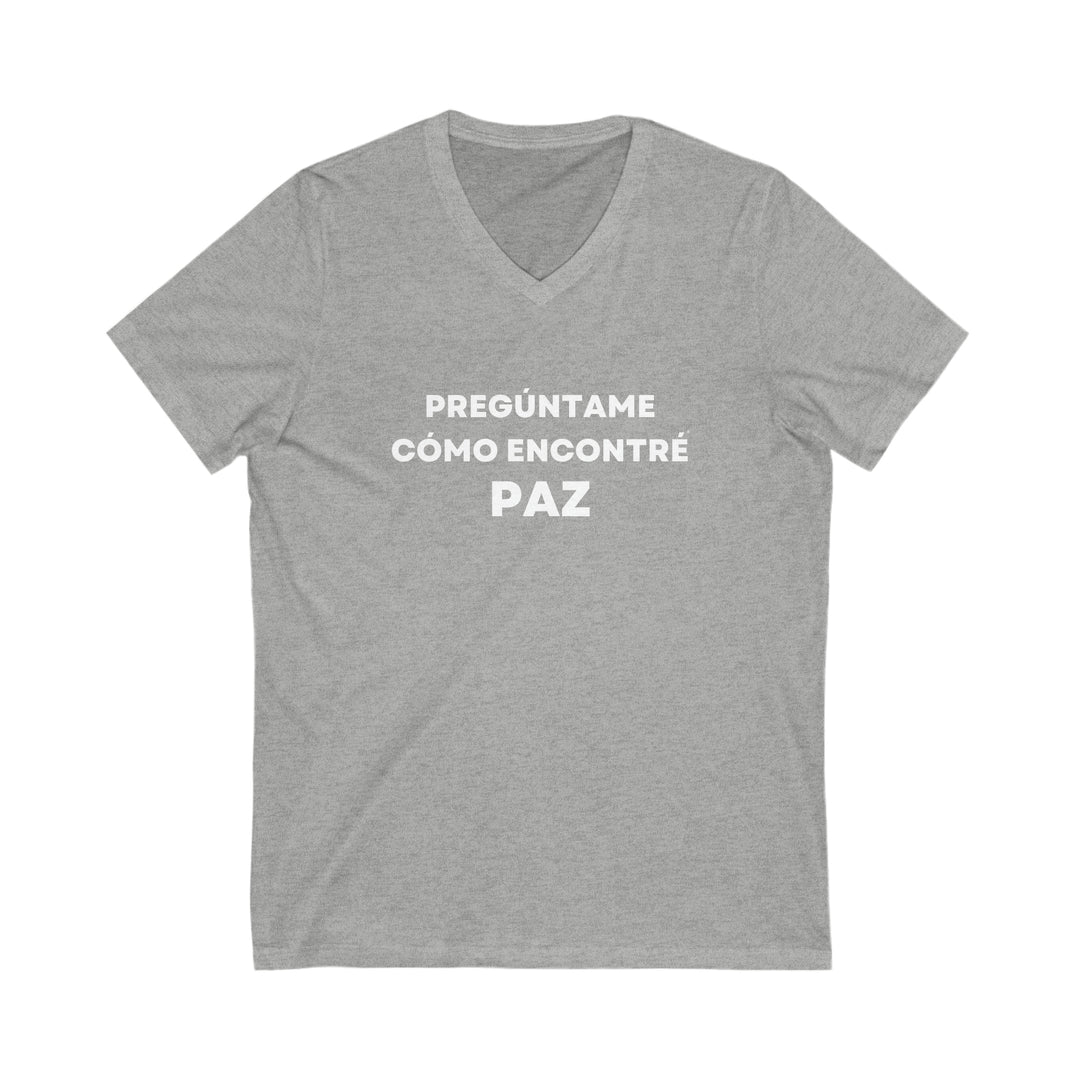 Paz/Peace, Unisex Jersey Short Sleeve V-Neck Tee (ES CDN)