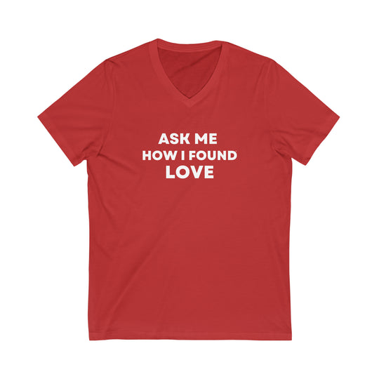 Love, Unisex Jersey Short Sleeve V-Neck Tee (ENG CDN)