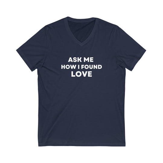 Love, Unisex Jersey Short Sleeve V-Neck Tee (ENG CDN)