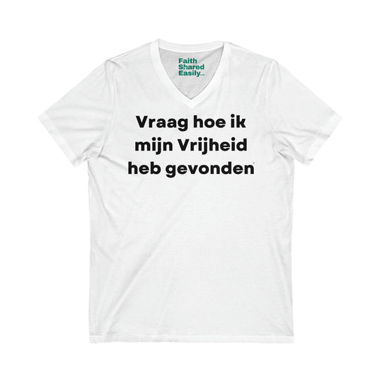 Vrijheid/Freedom, Unisex Jersey Short Sleeve V-Neck Tee (NL EU)