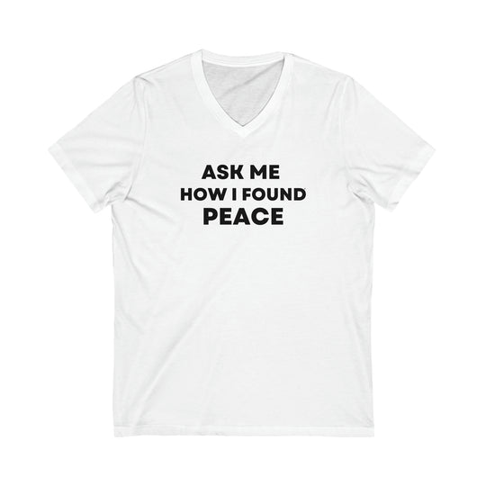 Peace, Unisex Jersey Short Sleeve V-Neck Tee (ENG CDN)