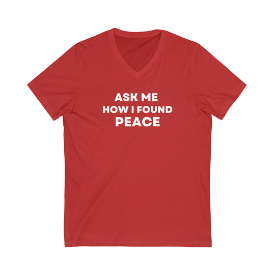 Peace, Unisex Jersey Short Sleeve V-Neck Tee (ENG CDN)