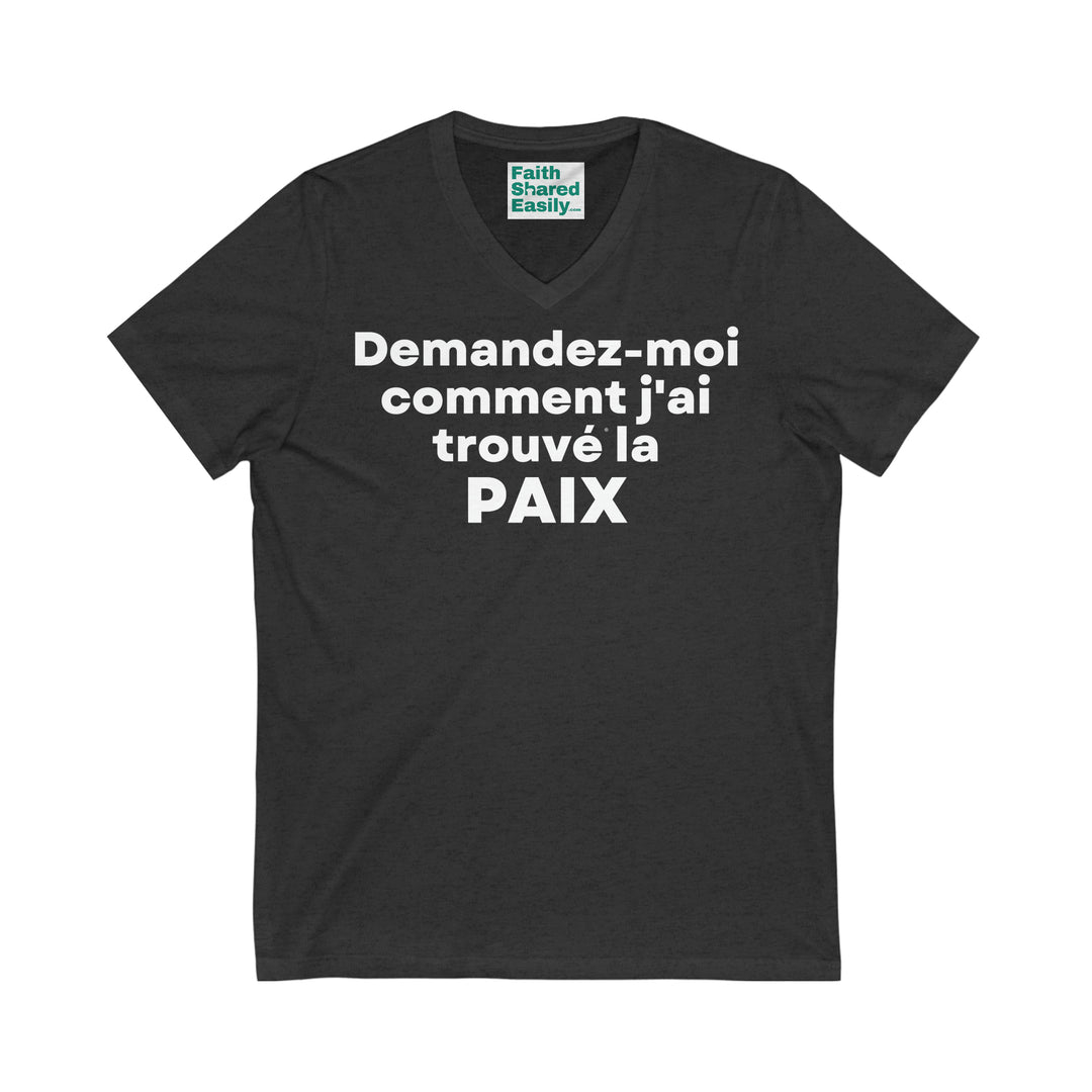 Paix/Peace, Unisex Jersey Short Sleeve V-Neck Tee (FR EU)