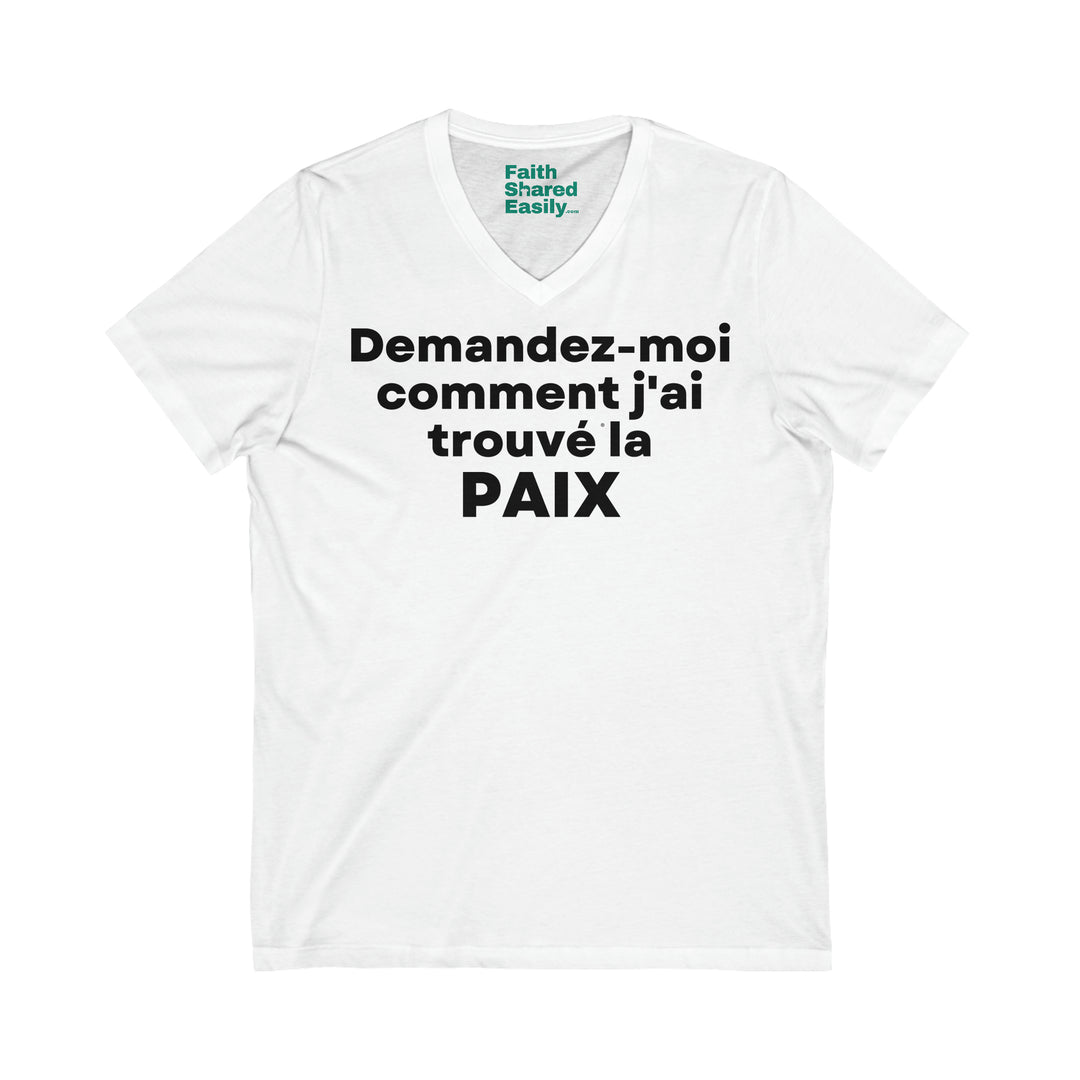 Paix/Peace, Unisex Jersey Short Sleeve V-Neck Tee (FR EU)