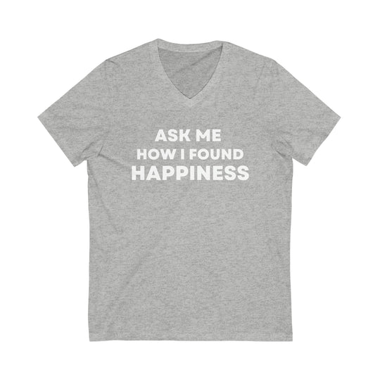 Happiness, Unisex Jersey Short Sleeve V-Neck Tee (ENG US)