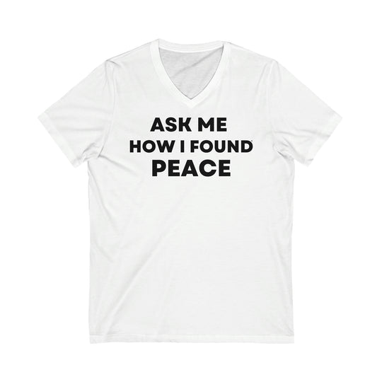 Peace, Unisex Jersey Short Sleeve V-Neck Tee (ENG UK)