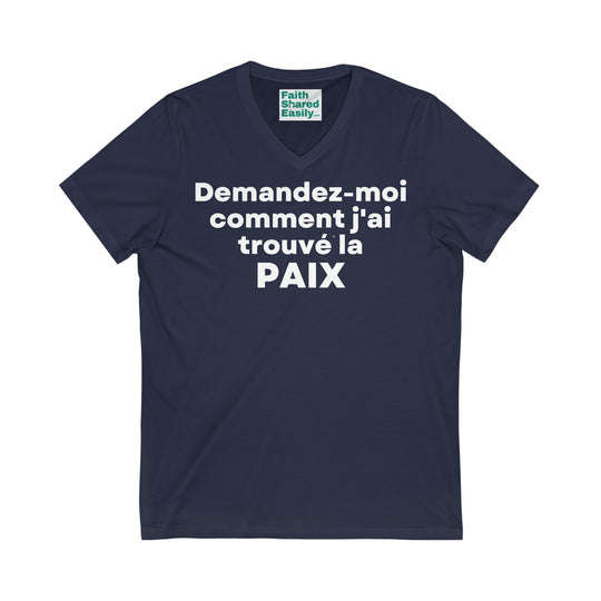 Paix/Peace, Unisex Jersey Short Sleeve V-Neck Tee (FR EU)