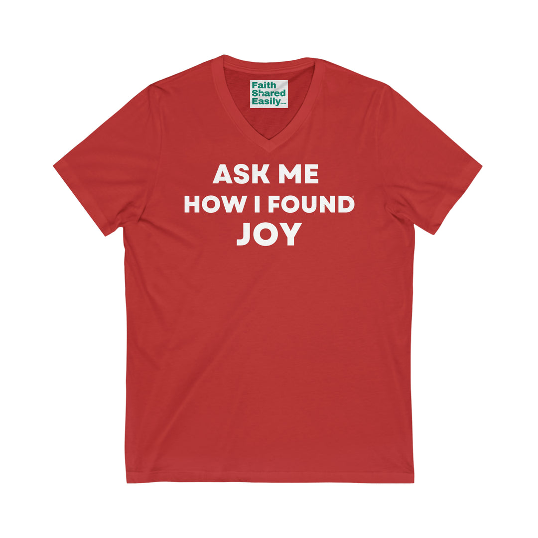 (DE) JOY, Unisex Jersey Short Sleeve V-Neck Tee