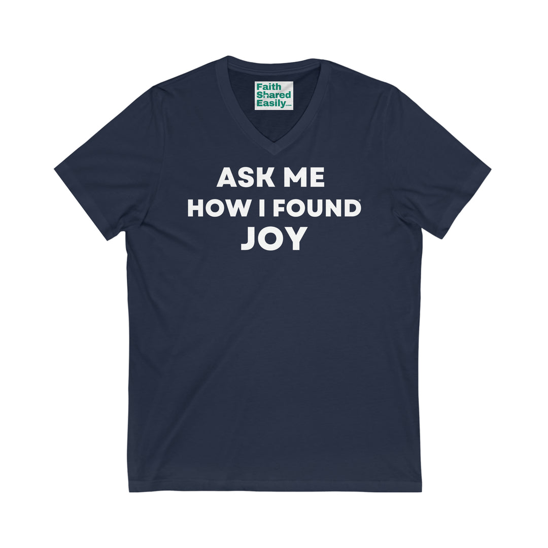 (DE) JOY, Unisex Jersey Short Sleeve V-Neck Tee