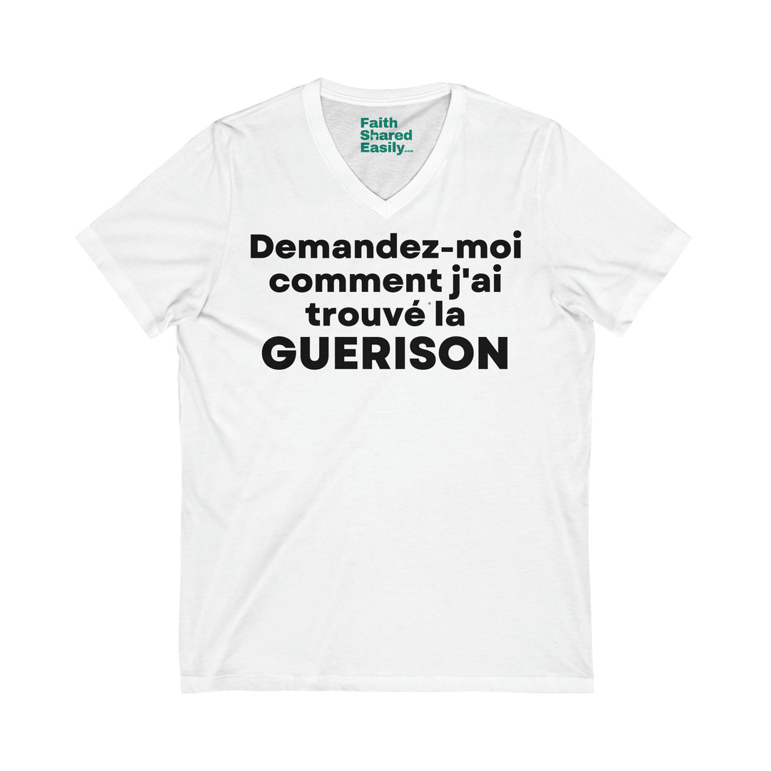 Guerison/Healing, Unisex Jersey Short Sleeve V-Neck Tee (FR EU)