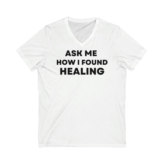 Healing, Unisex Jersey Short Sleeve V-Neck Tee (ENG UK)